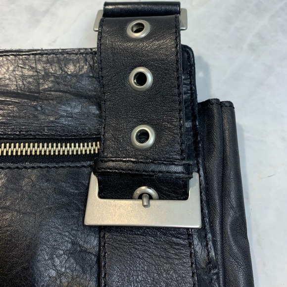 H&M x Karl Lagerfeld black leather cross body bag with silver hardware *Rare* - Picture 5 of 14